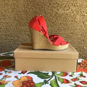 Guess Red wedge platform sandals
